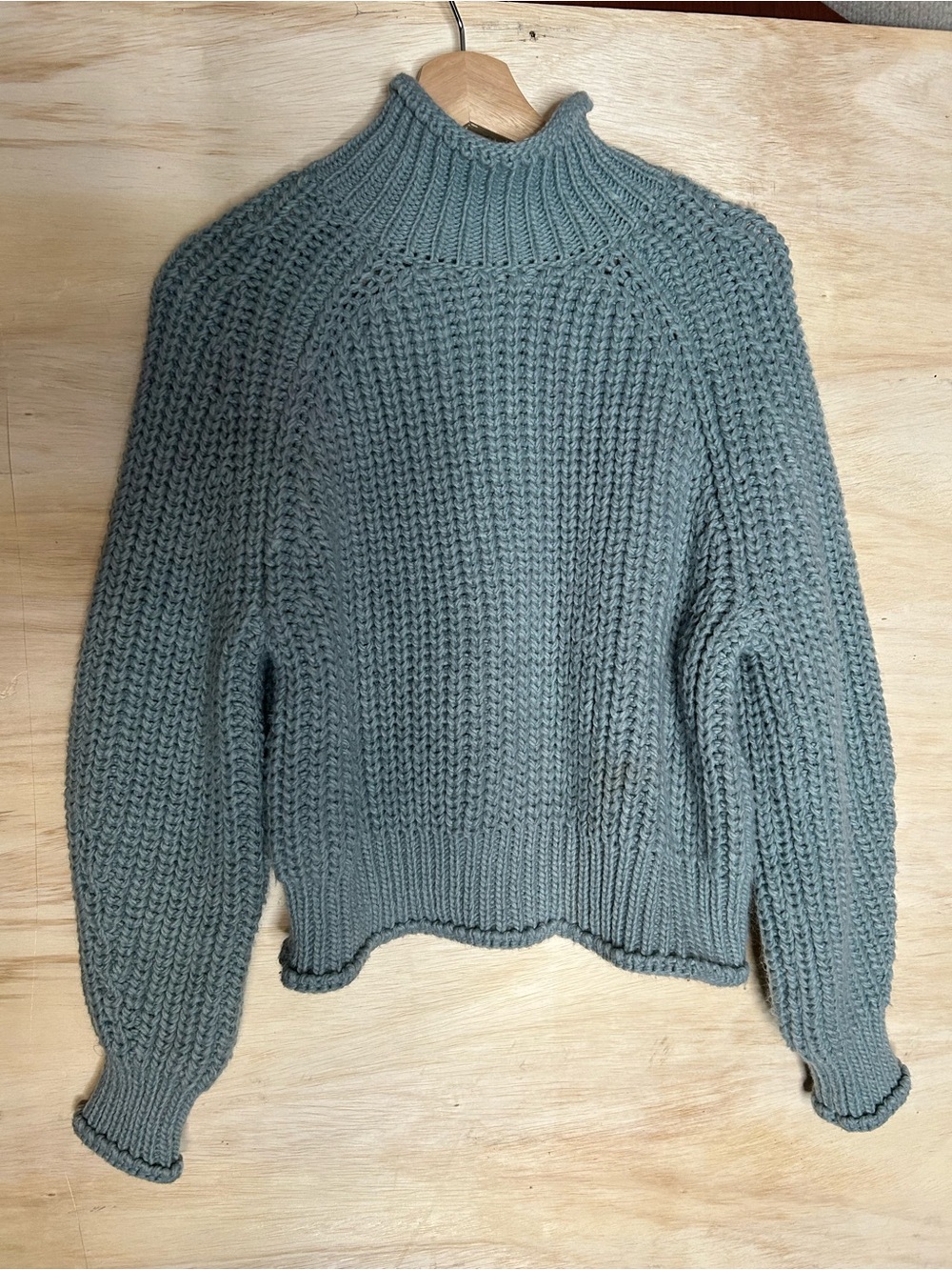 H&M Chunky Knit Mock Neck Sweater Sage Green Size M